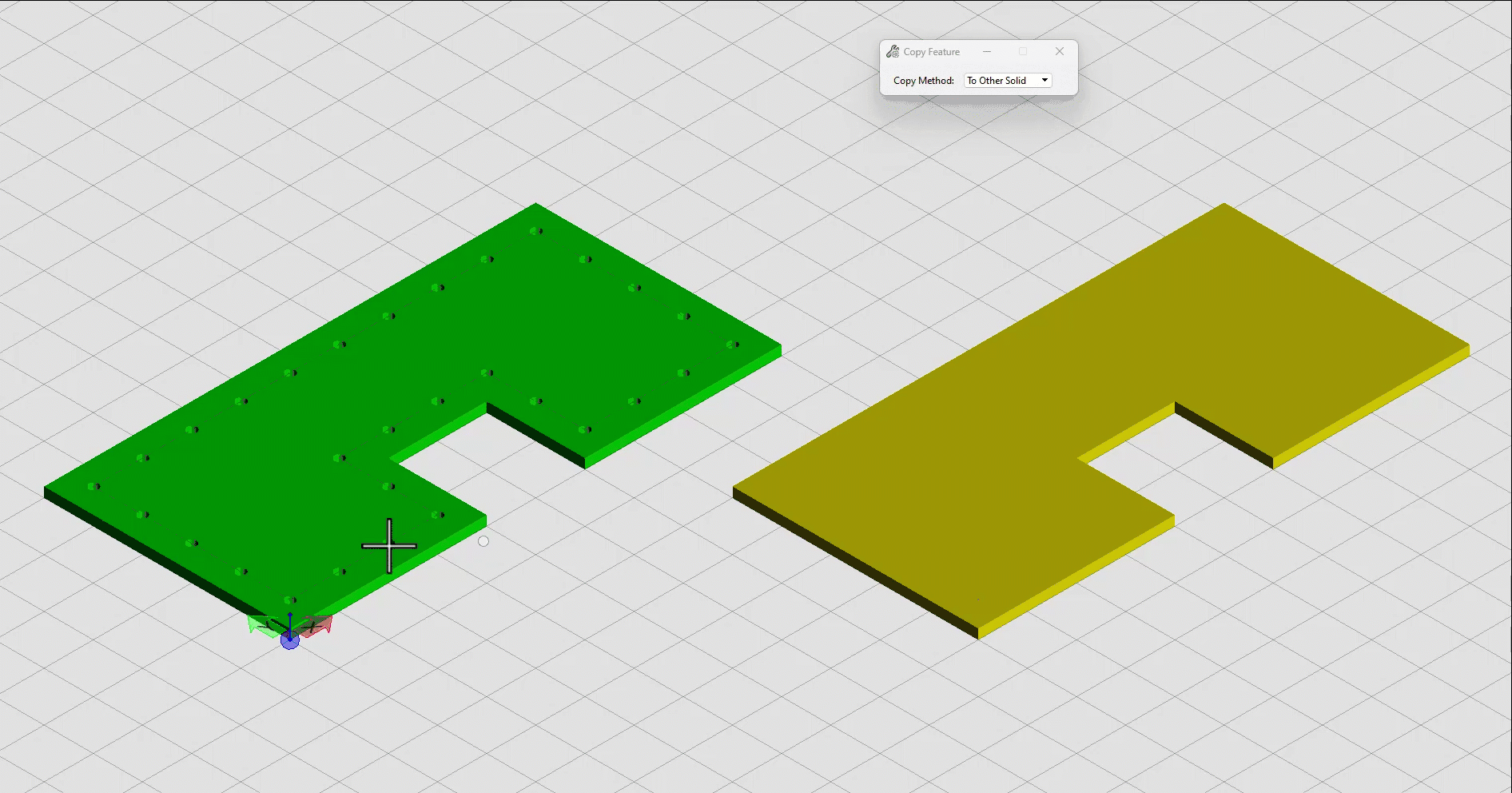 2D/3D model renderings of a similar L-shaped object. Both are displayed on a grid background, ideal for MicroStation users proficient in 2D/3D Modeling.