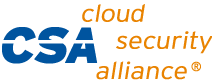 Logo of Cloud Security Alliance with the acronym CSA in blue and the words "cloud security alliance" in orange.