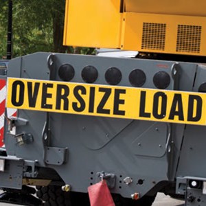 Oversize Load sign on the back of a large truck