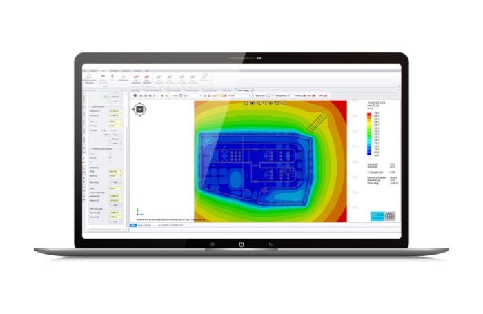 A laptop displaying heatmap analysis software with a multi-colored thermal map and various toolbars on the screen.