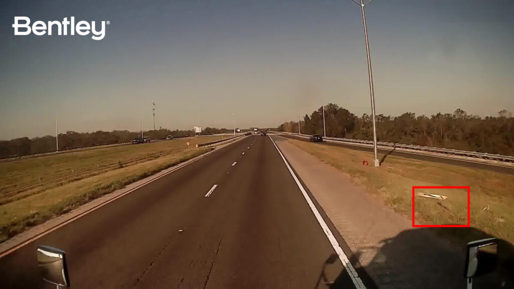 Bentley’s Blyncsy AI technology detects a broken highway sign after Hurricane Helene in Florida. (Photo: Bentley Systems)