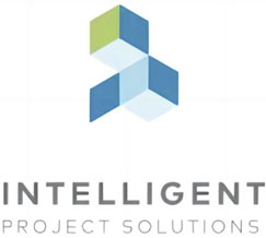 A geometric logo with blue and green blocks above the text "Intelligent Project Solutions.