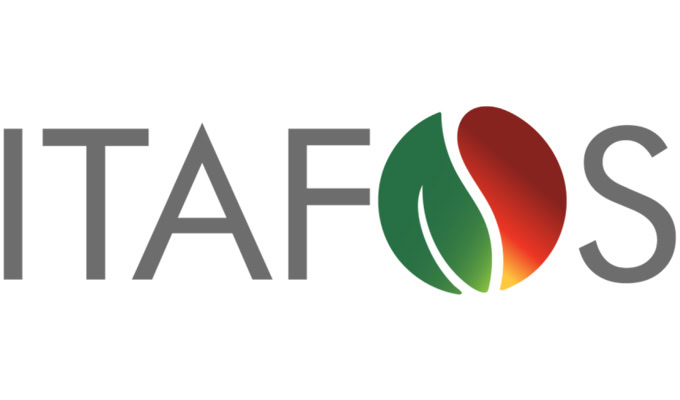 Logo mettant magnifiquement en valeur le nom « ITAFOS » en intégrant intelligemment des formes verte et rouge stylisées dans la lettre « O », reflétant à la fois l'innovation et le dynamisme de Conda.