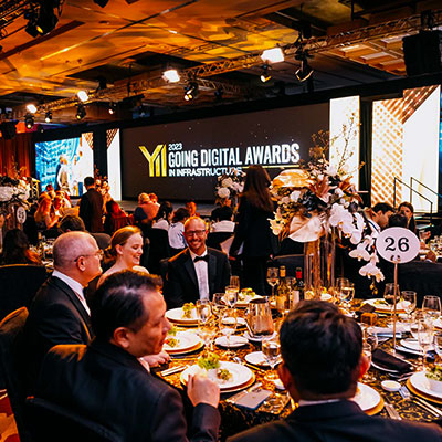 Attendees at the 2023 going digital awards in infrastructure event enjoying a gala dinner.